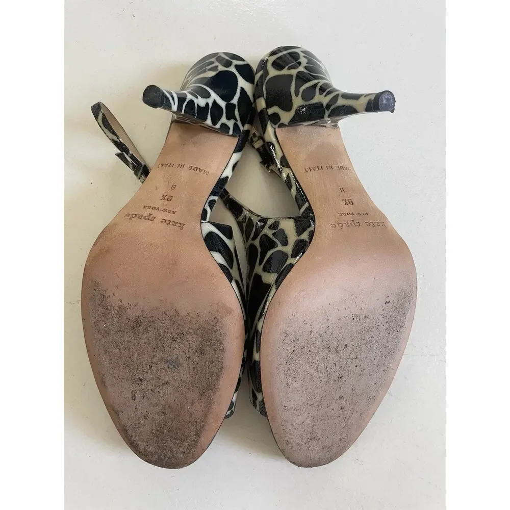 Kate Spade NY Heels Womens Size 9.5 B Slingback Black White Giraffe Stiletto